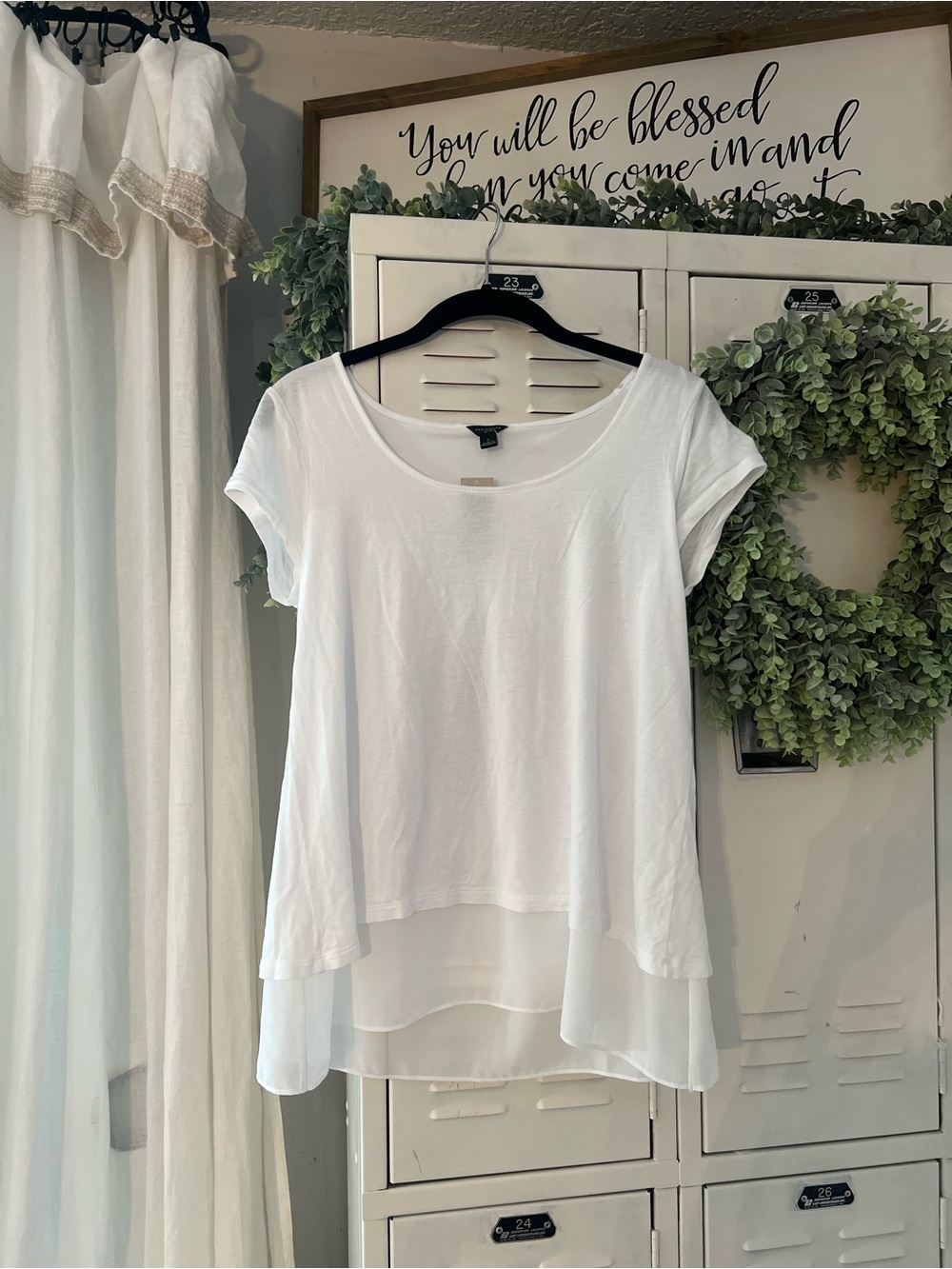 NWT - Ann Taylor White Layered Short Sleeve Women’s Top